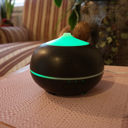 Aroma Diffuser Cherry 2 und zugleich Lichtobjekt aus dunklem Holz - swissherb